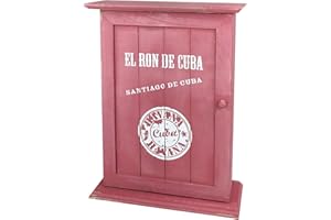 quantio Nostalgischer Holz Schlüsselkasten - Schlüsselschrank - Schlüsselbrett - Aufbewahrung für Schlüssel - Antik Look, Farbe:Rot