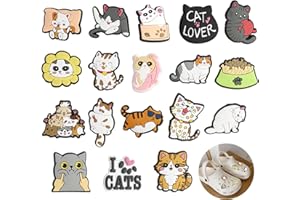 Annlpoy 18 pezzi Charms per scarpe di gatti, spille per scarpe in PVC, decorazione fai da te per bambini, vari disegni, per feste e regali, riutilizzabili e facili da attaccare, accessori