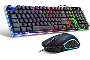 Gaming Keyboard and Mouse Combo, MageGee K1 RGB LED Backlit Keyboard with 104 Key Computer Gaming Keyboard for PC/Laptop (Black)