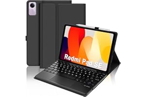 JADEMALL Funda con Teclado Táctil para Redmi Pad SE 11", Teclado Trackpad Bluetooth Inalámbrico Desmontable Magnético con Funda Protectora Delgada para Tablet Xiaomi Redmi Pad SE 2023 11 Pulgadas, Negro
