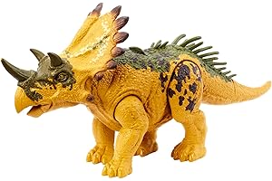 Mattel Jurassic World Groźny ryk Figurka dinozaura do ustawiania w różnych pozach, z dźwiękiem i funkcją ataku, zabawka z zabawą fizyczną i wirtualną HLP19