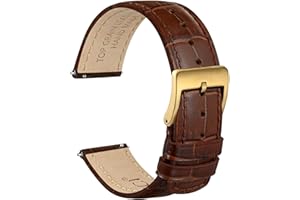 WOCCI Correa de Reloj para Hombre y Mujer, Cuero de Grano Superior, Grano de Cocodrilo en Relieve, Liberación Rápida, 18mm 20mm 22mm