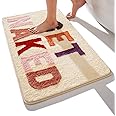 QJHOMO Get Naked Bath Mat Beige Bathroom Mats 50 x 80 cm, Non Slip Bath Mats for Bathroom, Colourful Letters Soft Microfiber Bathroom mat, Machine Washable Rug