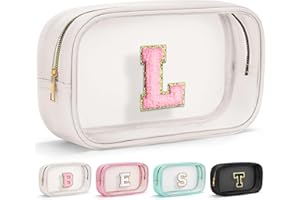 Parima Kosmetiktasche Damen Mädchen - Durchsichtig Kosmetiktaschen Kulturbeutel Damen Personalisierte Kosmetiktaschen Geschenke für Frauen Freundin Teenager Mädchen Kosmetiktasche mit Buchstaben L