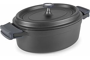 Lacor - 25935 - Cacerola Oval Aluminio Fundido 31x25 cms - Negro