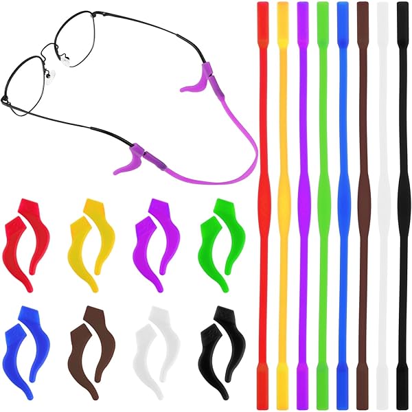 8 Pack Glasses Straps 6 Pack Anti-Slip Sports Glasses Strap With 6 Pairs Ear Grip Hooks Elastic Glasses Strap 2 Pack Eyeglass Sports Straps Eyeglass