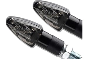Germany Motorsports LED Motorrad Mini Blinker Wizzard Schwarz kurz universal 12V e-geprüft vorn hinten (Getöntes Glas, 1 Paar)