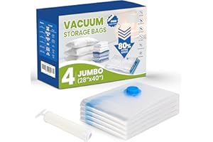 Simple Deluxe Vakuumbeutel für Kleidung, 4 Stück, 70x100cm, Vakuumbeutel mit Luftdichtem Ventil und Handpumpe, Vacuum Bags for Clothing Geeignet für die Hausaufbewahrung, Umzüge, Reisen usw