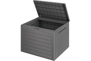 DEUBA Casaria® Coffre de Rangement 190 L Gris Poignées latérales Malle de Rangement Intérieur Extérieur Jardin Terrasse Balcon