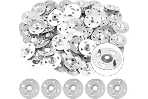 STROLL MOON 100 PCS Easy Fix Washers 4-Claw Washers Nail Gaskets, 28mm Diameter Tile Backer Board Plasterboard Insulation Washers for XPS Foam Insulation Boards Wall Floor Ceiling Blocks Rolls loft