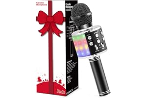 FEDE Microphone Sans Fil Karaoké avec 2 Haut-Parleur Bluetooth Intégré, Karaoké Portable pour Chanter, Compatible avec Android/IOS/PC/Smartphone