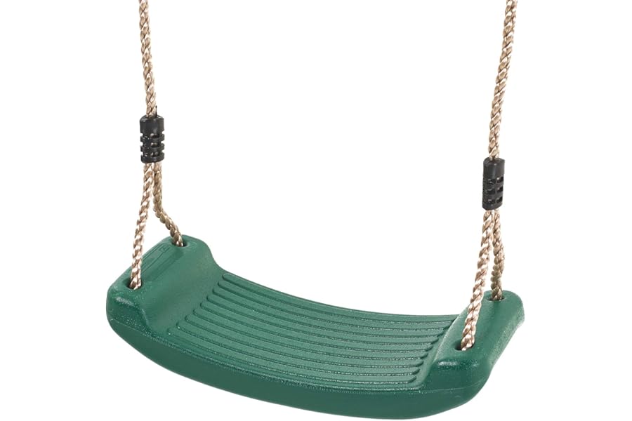 Garden Games Children’s Swing Seat with Safety Grip and Adjustable Weatherproof Ropes for Swing Sets (Green)