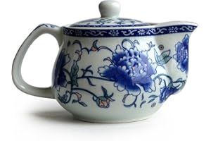 LIANG BAOBAO Piccola teiera in porcellana, 260 ml, con infusore in acciaio inox, classica cinese Penoy Flower (Penoy blu e bianco)