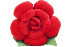 YELAN Rosen Kissen Boden Kissen niedlichen Plüsch Stuhl Kissen Schlafs ofa Kissen Raum dekorations Kissen (Red, 50cm)