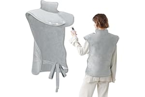 HAUSPROFI Poduszka grzewcza, nadaje się do prania w pralce, elektryczny koc termiczny, poduszka rozgrzewająca z automatycznym wyłączaniem i zabezpieczeniem przed przegrzaniem, na plecy, ramiona, kark, 6 poziomów temperatury, 60 x 94 cm