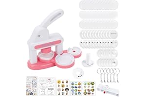 Yallmie Badge Making Kit for Kids, 35/55mm Pin Button Maker Machine with 36 Pcs Button Parts DIY Badge Making Machine with Cute Stickers, Badge Press Machine for Kids Birthday Christmas Gifts (B Type)