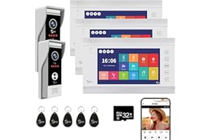ANJIELO SMART Videocitofono, videocamera WiFi con monitor da 7 pollici, campanello cablato con 1080P, supporta l'ingresso della scheda e il rilevamento del movimento, audio bidirezionale (2 Campanello+3 Monitor)