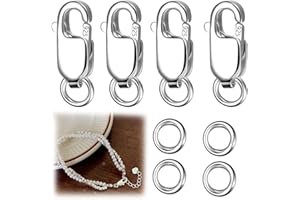 PENMOL 8 Pack 925 Sterling Silver Lobster Claw Clasps for Jewellery,Making with Double Jump Rings,10mm Clasps Jewellery Making Adopts Silver Electroplating Techniques,Ideal for Chain, Necklace,Bracelet