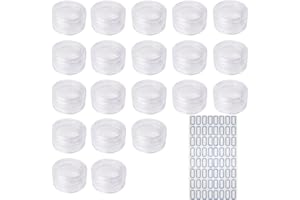 HUAJIAO 20 Stücke Kosmetik Probe,5 g Rund Kosmetik Dosen Kunststoff Dosen Mini Dosen mit Schraubverschluss Transparente Leer Döschen Mit Aufkleber