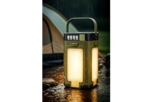 GIROBIT Luz | Lámpara portátil de supervivencia y camping con carga solar – Luz 360° con 4 hojas plegables. Batería de 2000m Ah, recargable por USB y luz natural. 6 Modos de luz LED