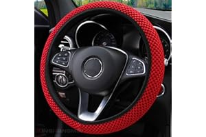 ZYSY Elastic Stretch Steering Wheel Cover, Universal Interior Accessories Steering Wheel Cover for Women & Men, Breathable Microfiber Ice Silk, Anti-Slip, Odorless, Easy Carry (Red)