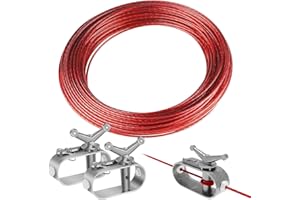 YdseozOA Tensor de cable de alambre recubierto con cuerda de acero, cuerda tensora de alambre para lonas de piscina, 2 mm de longitud, 40 m, con 2 tensores de cable de acero para fijación de cubiertas