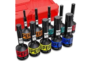 KIRXST Juego de Puntas de Vaso de Impacto XZN de 1/2", M5 - M18, Juego de 10 Piezas Llave de Vaso Multidientes, Juego de Estriada Cuadrada Triple de Impacto de 1/2 Pulgadas