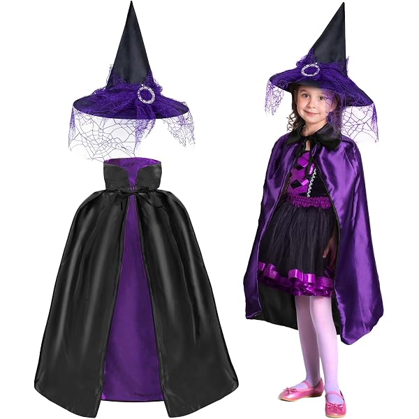 Rubies Hexenkostüm Für Mädchen – Schwarzes Kleid Mit Monddruck, Inkl. Hut & Tasche, Für Halloween, Karneval & Partys, Größen 3-10 Jahre