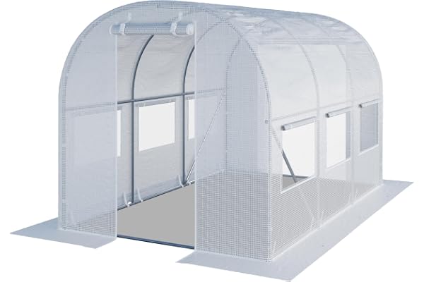 TOOLPORT Serre de Jardin Serre Tunnel Plastique Robuste 2x3m - Bâche PE 180g/m² Blanc Transparent