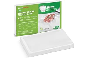 ‎BONSENKITCHEN Bonsenkitchen Vakuumierbeutel 15x23cm, 50 Beutel Profi-Folienbeutel für alle Vakuumiergerät, Vakuumbeutel für lebensmittel, Sous Vide Gefrierbeutel, Einschweissbeutel, BPA-frei, VB30