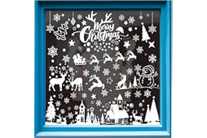 AISNANZH Xmas Window Clings Decoration, 148 PVC Double-Sided Stickers, Merry Christmas Window Decals for Christmas Party Supplies