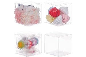BENECREAT 20PCS Scatole Regalo Trasparenti 5x5x5cm/1.96x1.96x1.96 Scatole Bomboniere Quadrate in Pet con Pellicola Protettiva per Caramelle al Cioccolato San