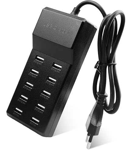 Stazione di ricarica USB Caricatore hub USB C multiporta da 10 porte 50 W/10 A per presa di estensione per disposivi multipli per tablet cellulare  44