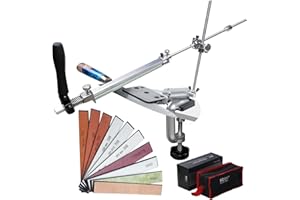 CWOVRS Affilacoltelli Professionale RUIXIN PRO Affilacoltelli otazione a 360° ad angolo fisso, dispositivo di scorrimento e fissaggio preciso aggiornato, kit per affilare i coltelli da chef, 9 pietre
