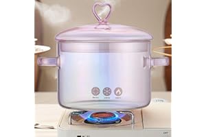 QSLKI Pentola in vetro da 1,5 l, con coperchio, resistente al calore, in vetro trasparente e padella con coperchio, per pasta, pasta, zuppa, latte, tè e insalata, pentola trasparente (amore)