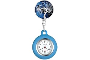 Avaner Orologio da Infermiera Retrattile, Orologio da Taschino con Clip, Orologio da Infermiera in Silicone, Orologio da Tasca per Donna e Uomo