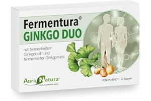 ‎AURA NATURA Fermentura® Ginkgo Duo | Ginkgo Biloba Kapseln, Hochdosiert | Fermentierter Extrakt der Ginkgonuss und des Ginkgoblatts - 1er Pack, 30 Kapseln | Vegan
