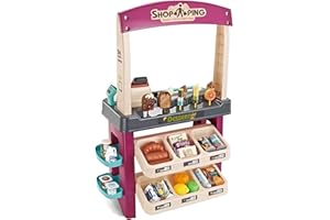 Delex Ice Cream Desert Shop 55 Piece Grocery Supermarket Pretend Playset With Scanner Cash Register Light & Sound. Great Christmas Birthday Gift