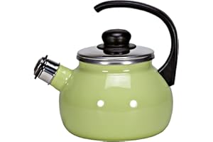 Krüger 18018PAG Juist-Hervidor con Silbato Acero Inoxidable, Esmalte para Pastel, 18 cm, Color Verde