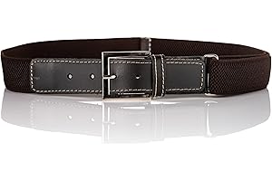 Olata Ceinture Élastique pour Enfants avec Boucle et Raccords en Cuir Noir (1 à 15 ans)