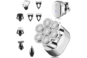 FEIMUOSI Elettrico Tagliacapelli Uomo, Ricaricabile Rasoio elettrico Rasoi calvo USB Tagliabordi per Barba Cordless Impermeabile Rasoio Elettrico Uomini Naso Capelli Barba con Spazzola detergente viso