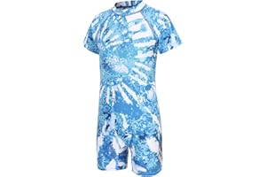 Aisyee Boys Swimming Costume Kids Short Sleeve Swimsuit Boys One Piece Swimwear Child Rash Guard Bathing Suit 3-16 Years