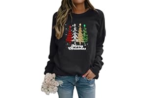 Dresswel Women Merry Christmas Jumper Christmas Tree Sweatshirt Xmas Pullover Long Sleeve Tops Blouse