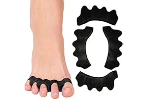 WACURRENTHYD Toe Spacers(2 Pair), Gel Toe Separators to Correct Toes, Bunion Corrector for Women Men Toe Spacer Hammer Toe Straightener Toe Stretcher Big Toe Separators (Black)