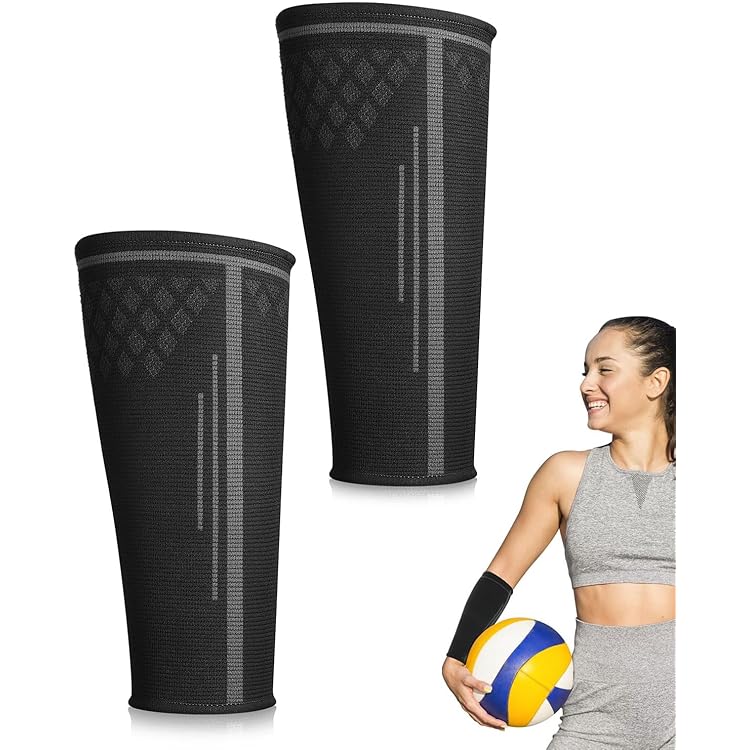 Manchettes Compression Volley-Ball - Noir Taille L, Respirant, Pour Sport Bras