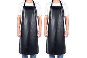 Homsolver 2er-Pack Wasserdichte Gummi-Vinyl-Schürze Chemikalienbeständige Arbeitsschürze mit verstellbaren Kunststoffschürzen Metzger zum Geschirrspülen et.