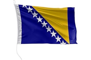 FLAGLY Premium Bootsfahne Bosnien-Herzegowina 45 x 30 cm - 115g/m² Stoffgewicht - gedruckt, robust mit Strick & Schlaufe, Bootszubehör Motorboot (45 x 30 cm - Bosnien-Herzegowina)