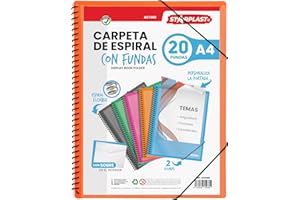 DOSSIER SPIRALE FLEXIBLE STARPLAST - 20 couvertures transparentes, A4, fermeture élastique, polypropylène, couverture personnalisable - ORANGE