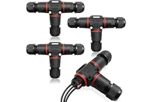 Druuzyl 4 Pack Empalmes de Cable Eléctrico IP68 3 Pines - Conectores Estancos para Exterior Ø5-10mm - Caja de Empalme para Jardín, Tejados y Suelos - Conexión Subterránea Impermeable (Negro)
