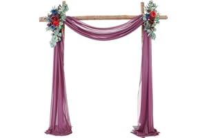 auons Wedding Arch Sheer Drapery Backdrop Voile Curtain Chiffon Draping Fabric 20Ft Sheer Curtains Arbor Drapery for Wedding Ceremony Reception Party Ceiling Decor, Pale Mauve, 1 Panel